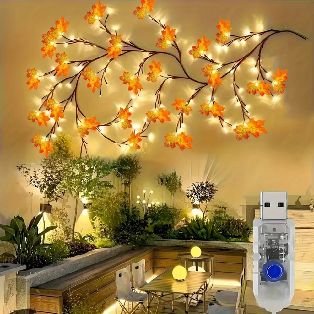 48 LED Lighted Maple Leaf Garland