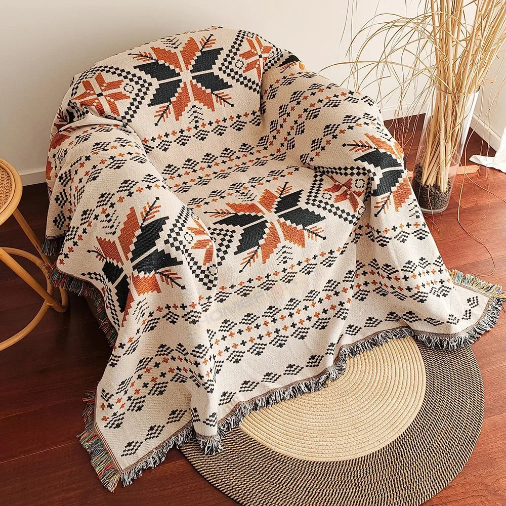 Aztec Fringe Throw Blanket