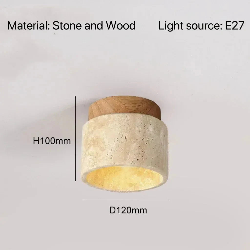 Travertine Japanese Wood Ceiling Light