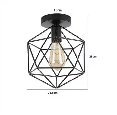 Vintage Wrought Iron Frame Pendant Light