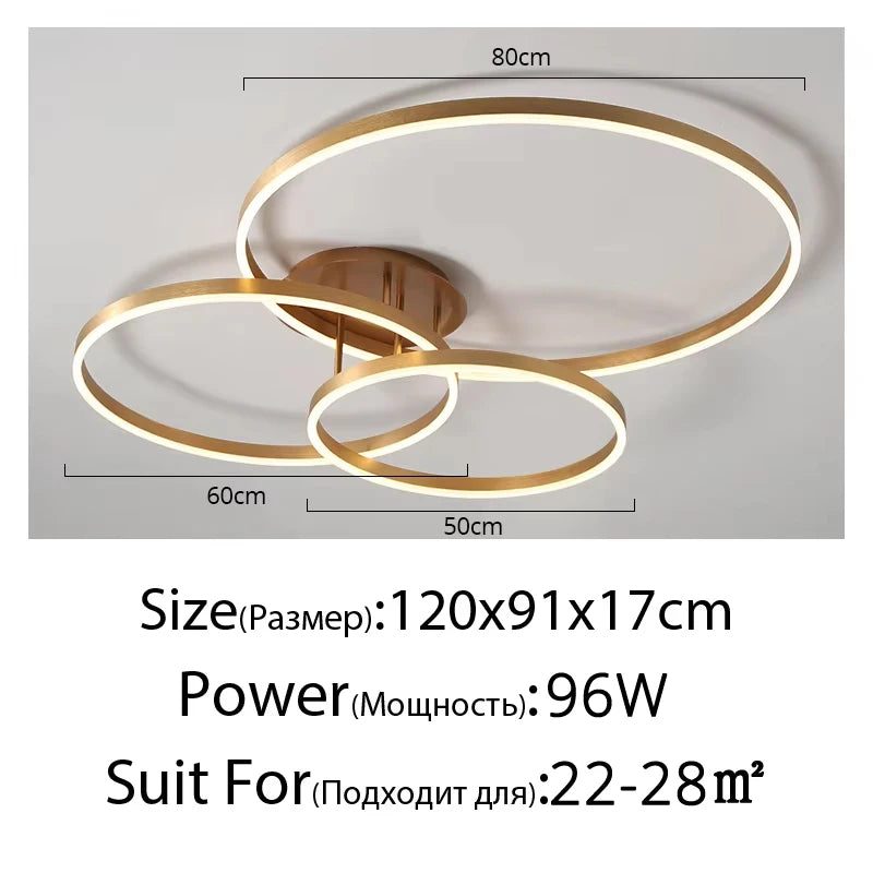 Gold Multi Ring LED Chandelier