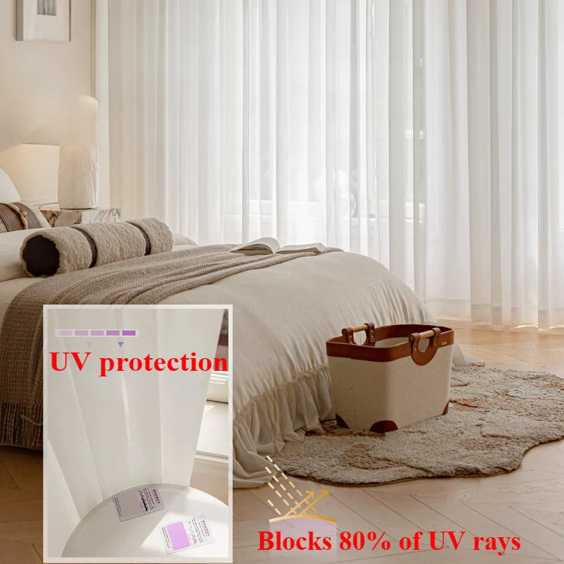 S Fold Wavy Sheer Curtains Good Quality White Tulle Window Curtains