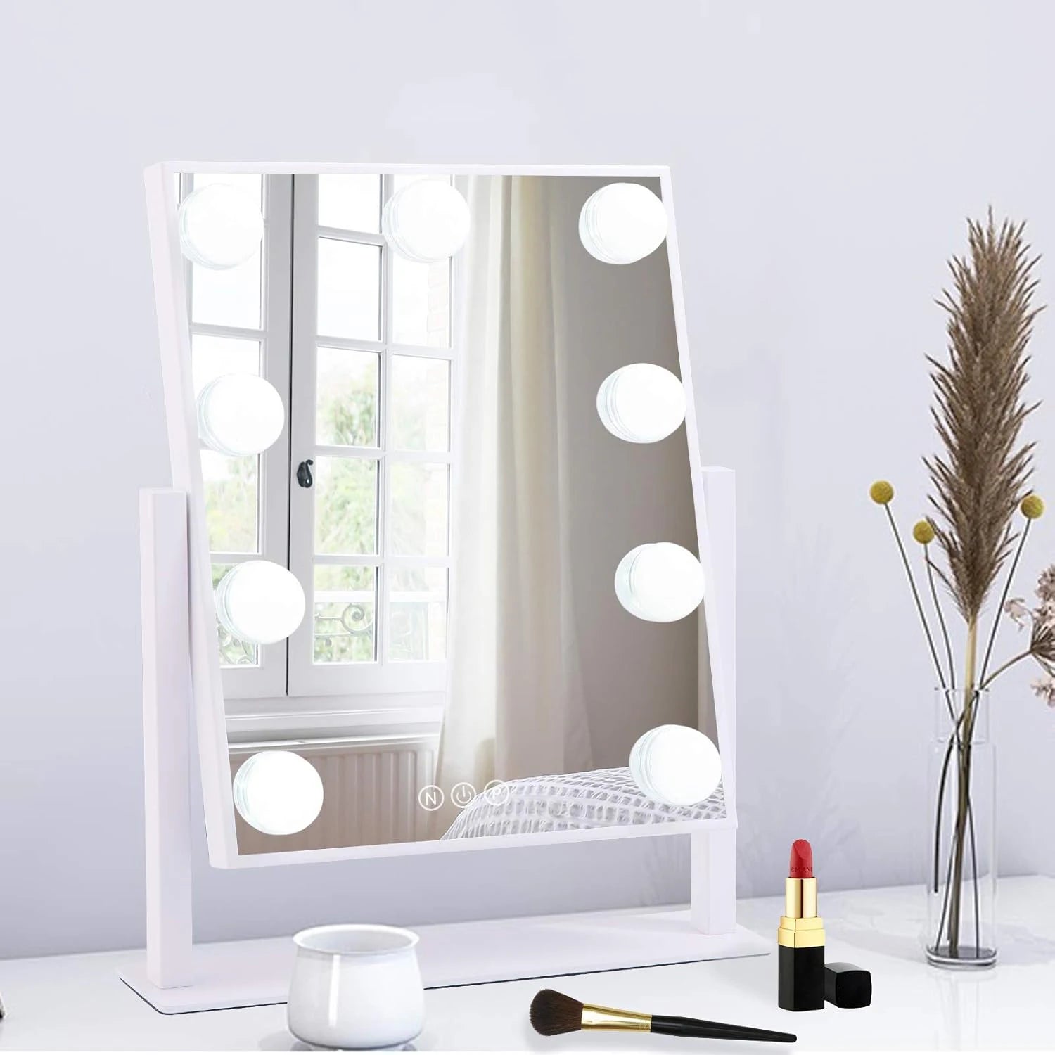 Hollywood Vanity Mirror with 9 LED Bulbs, 360 Rotating