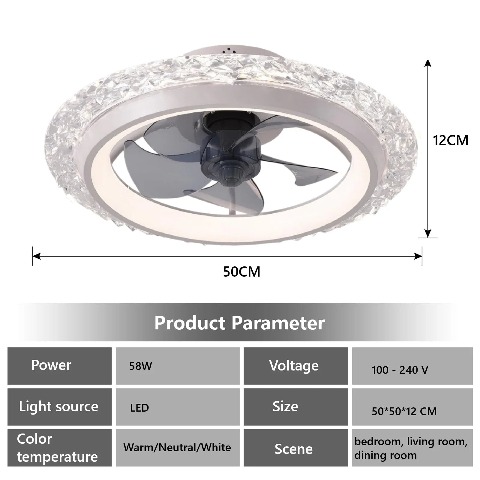 Silent Dimmable LED Ceiling Fan