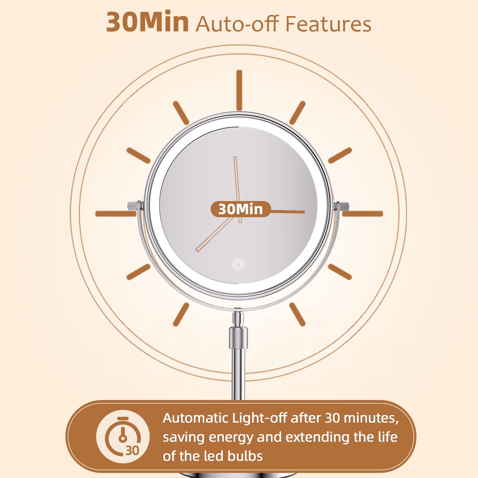 8 Inch 10X Magnifying Makeup Mirror with 3 Color Light