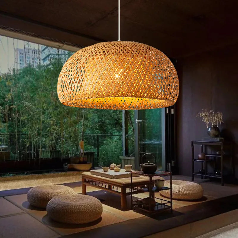 Hand Knitted Bamboo Hanging Lamp