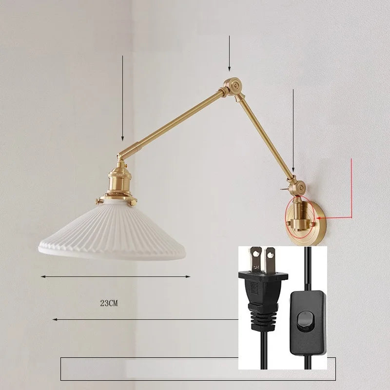 IWHD 2022 New Ceramic Copper LED Wall Lamp Beside Left And Right Rotate