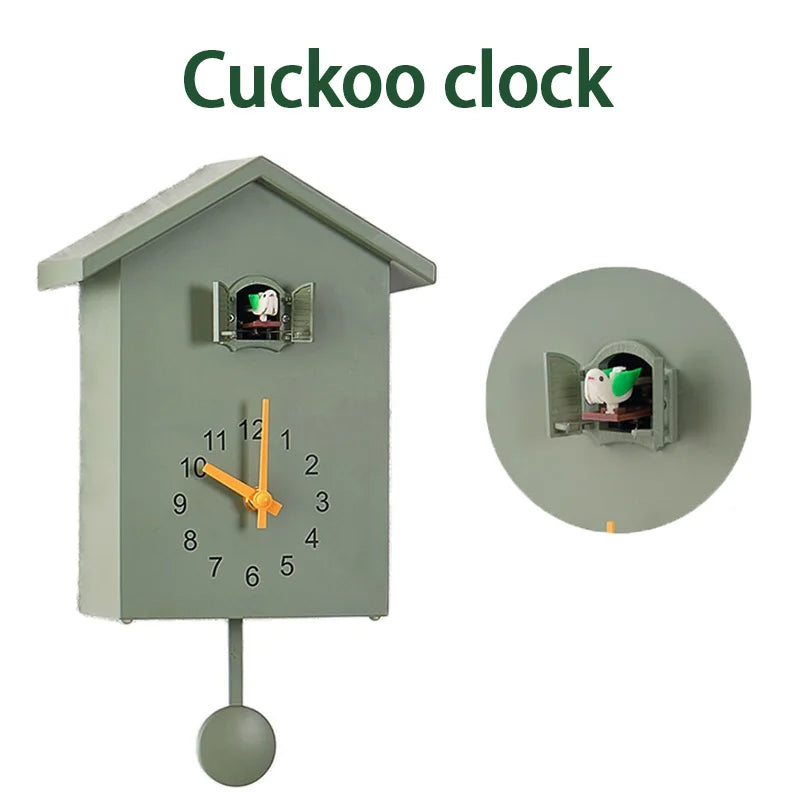 Cuckoo Quartz Wall Clock Modern Bird Living Room Hanging Watch