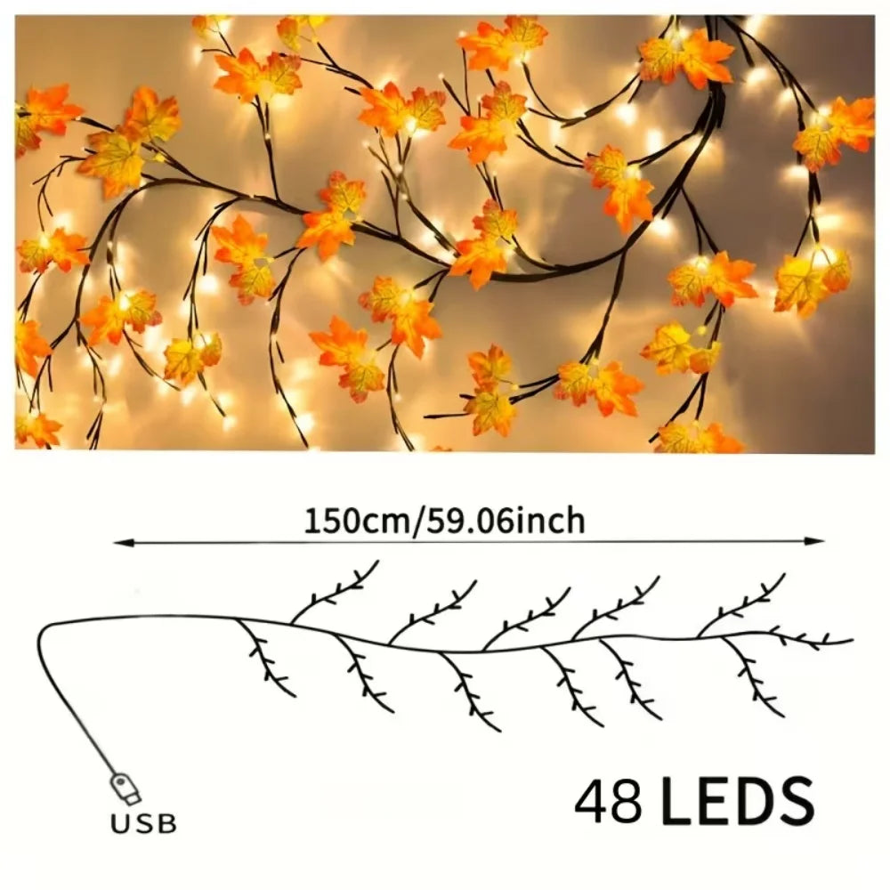 48 LED Lighted Maple Leaf Garland