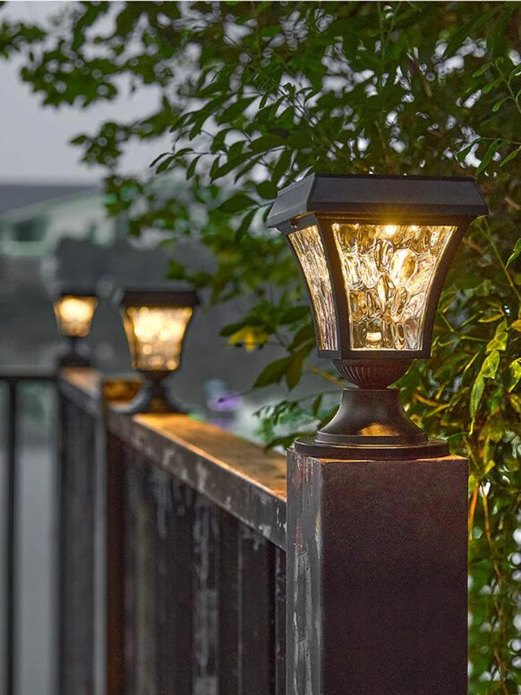 Outdoor Solar LED Post Lamp IP55 Waterproof Garden Fence Light Yard Pillar Lights Gate Fence Wall Courtyard Cottage Solar Lamp