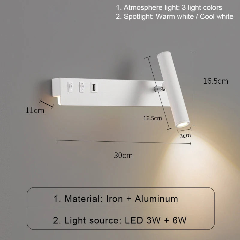 Bedside Reading Spot Wall Lamp