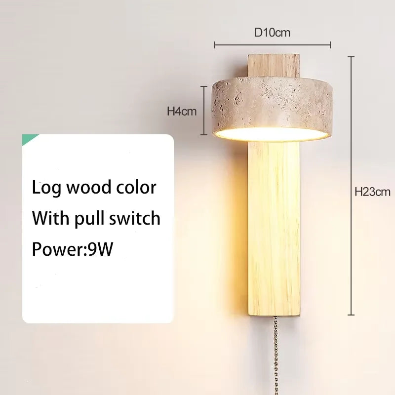 Travertine Stone Pull Chain Wall Lamp