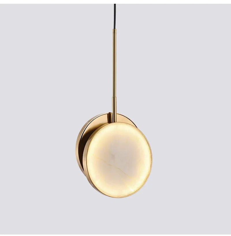 Round Marble and Copper Wall Lamp
