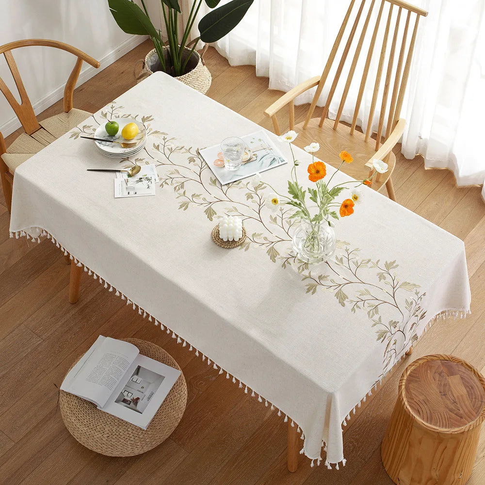 Nordic Style Tassels Cotton Linen Tablecloth,Modern Simplicity