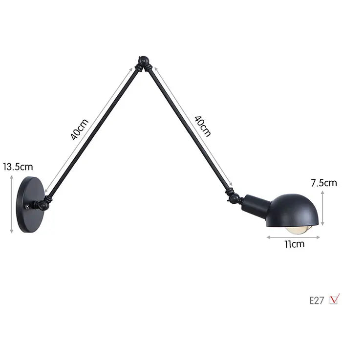 Loft Industrial adjustable long swing arm Wall lamp Fixture Vintage
