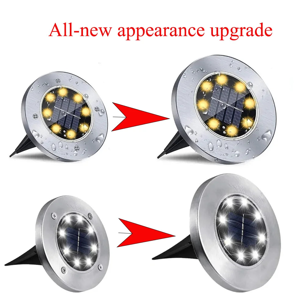 4 Pcs 8LED Solar Power Disk Light Outdoor Garden Solar Underground Light Deck Light Spotlight Buried Solar Led Lamp