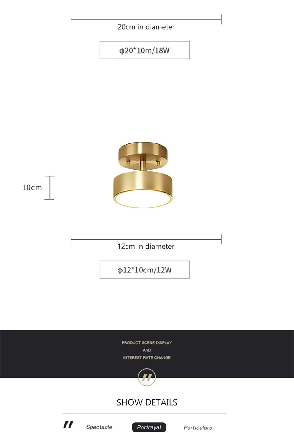 Copper Round LED Ceiling Light
