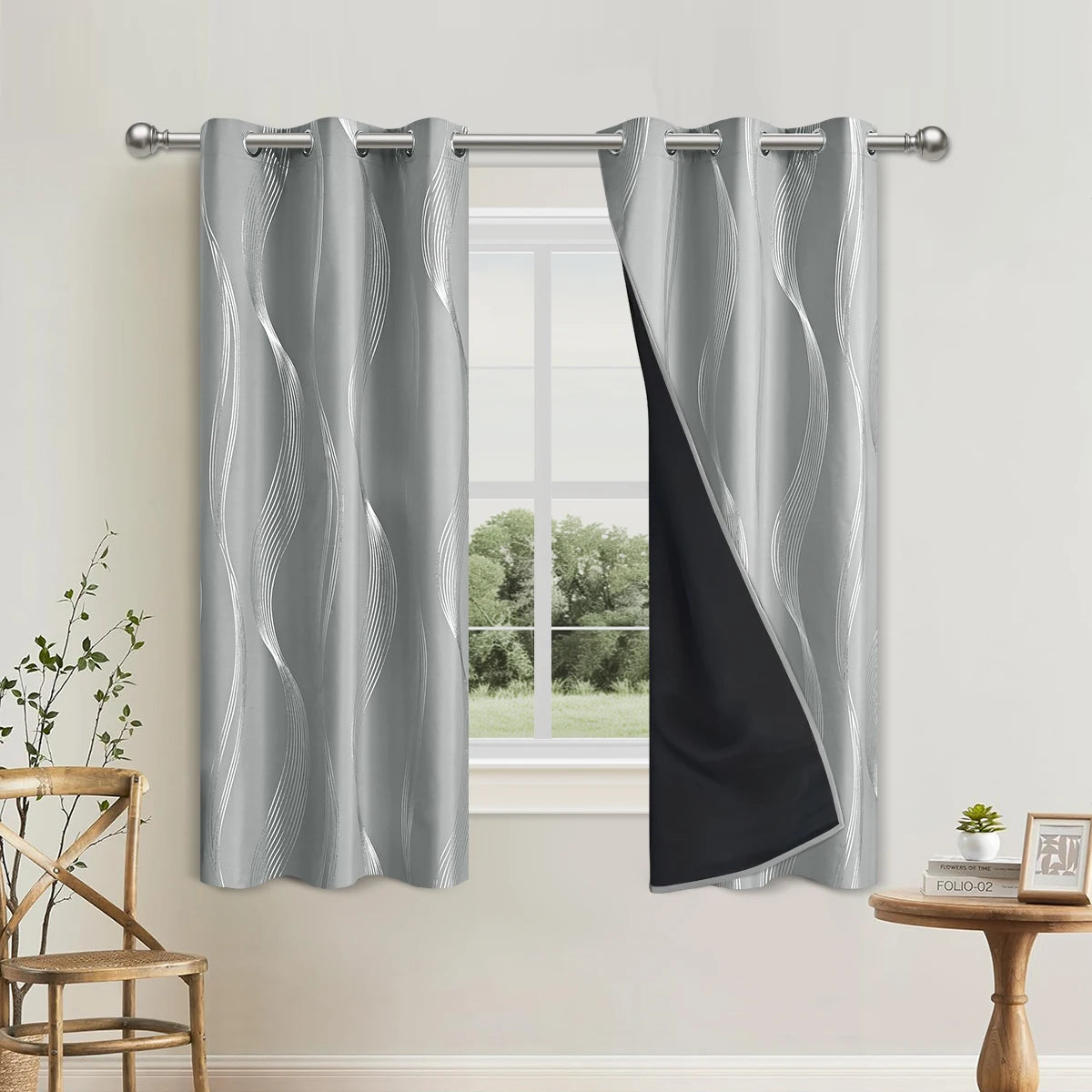 100% Blackout Curtains Luxury Marble Pattern Curtain With Gold Foil