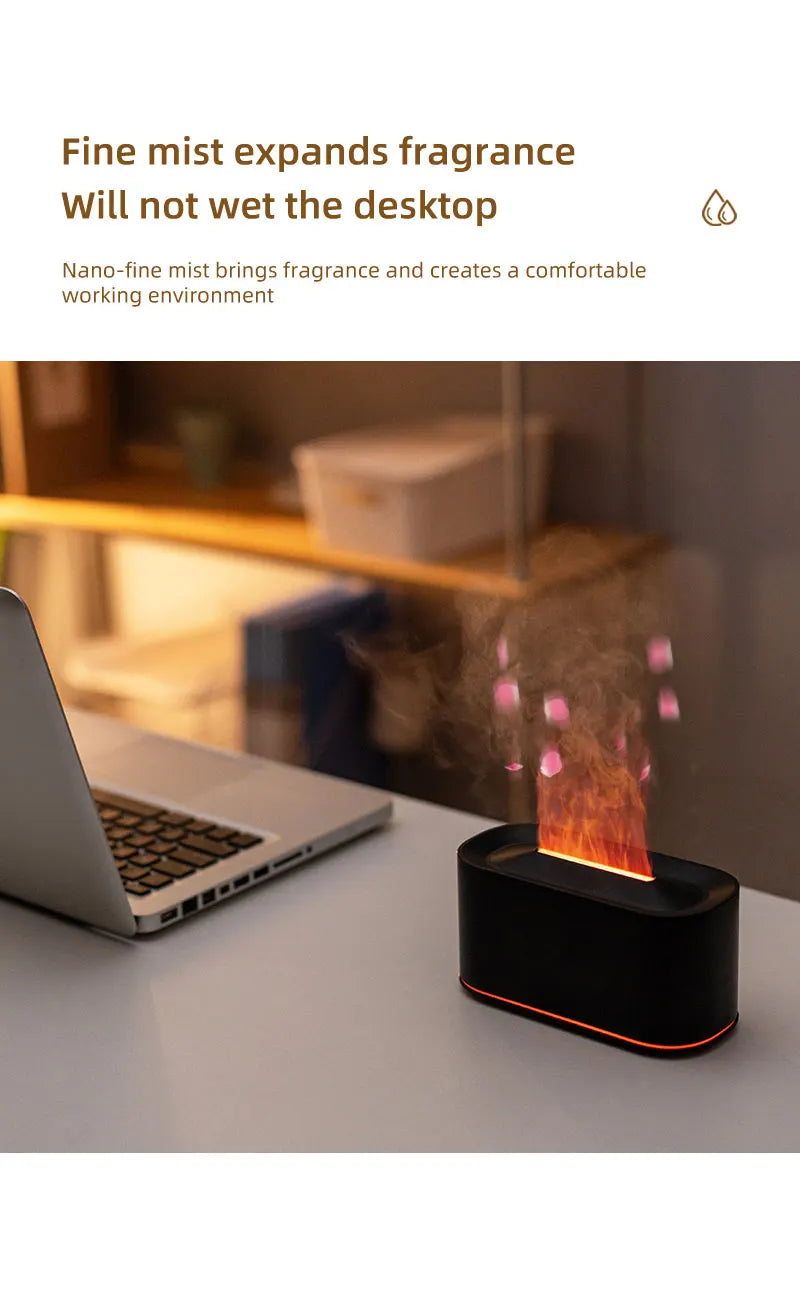 Essential Oil Diffuser,Flame Colorful Water Vapor Fire Humidifier for