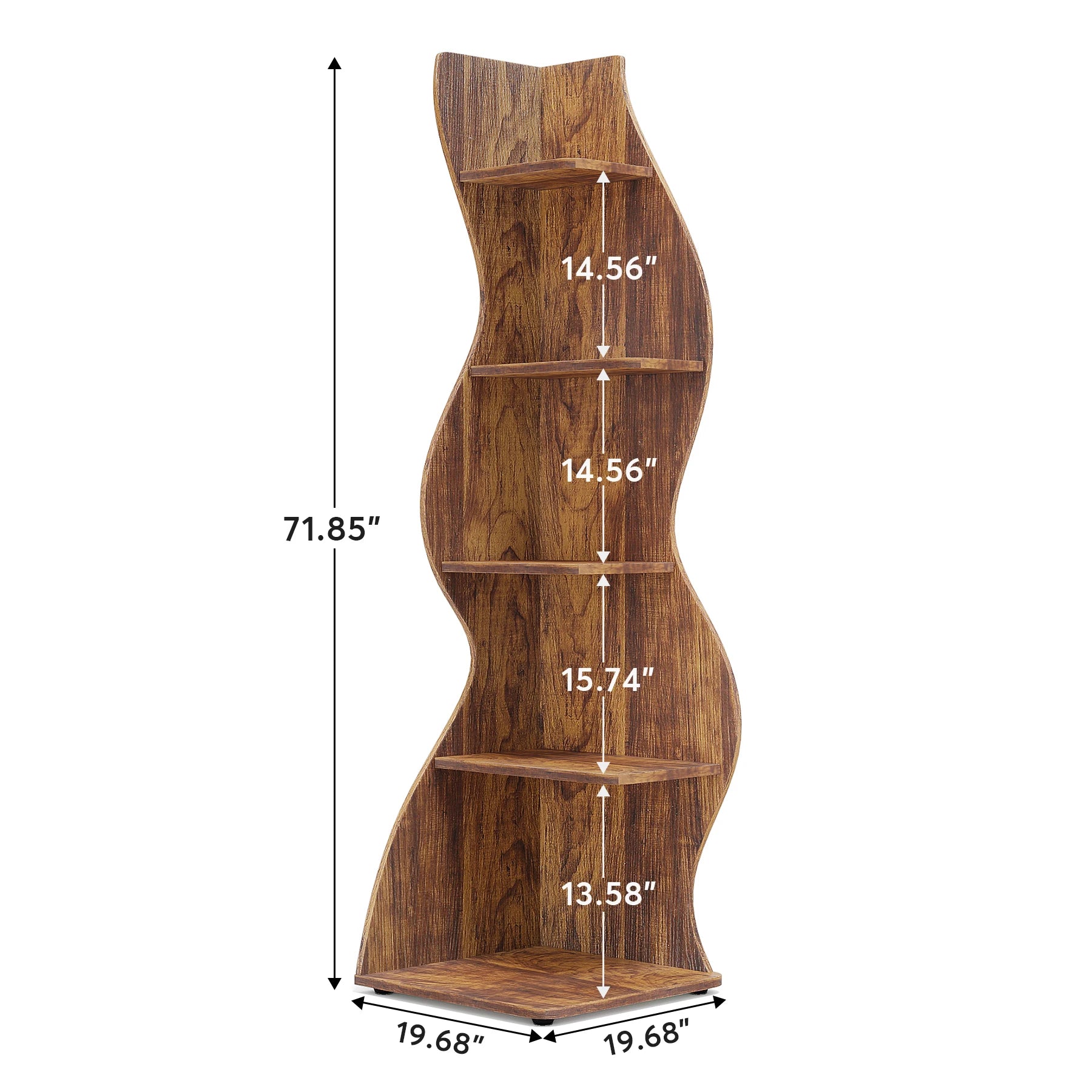 Five Tier Wavy Corner Bookshelf