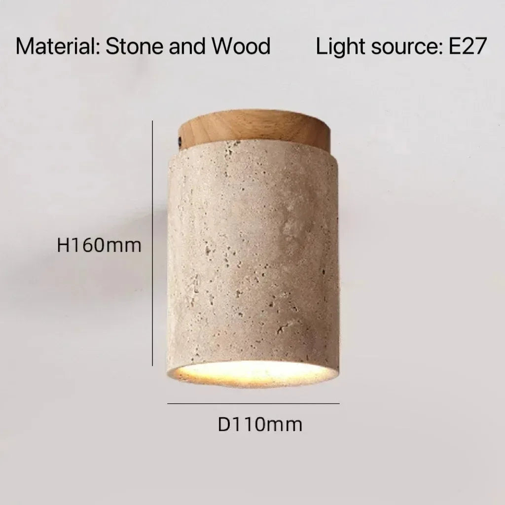 Travertine Japanese Wood Ceiling Light