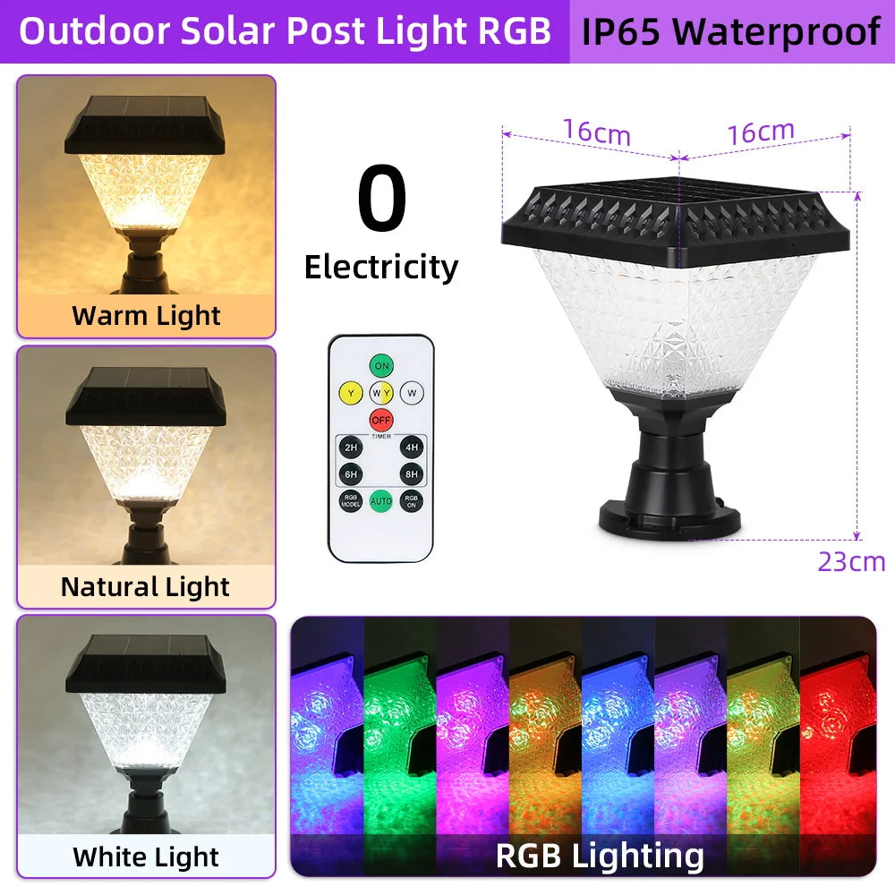 Outdoor Led Solar Lights Timed Solar Pillar Lights IP65 LED Garden