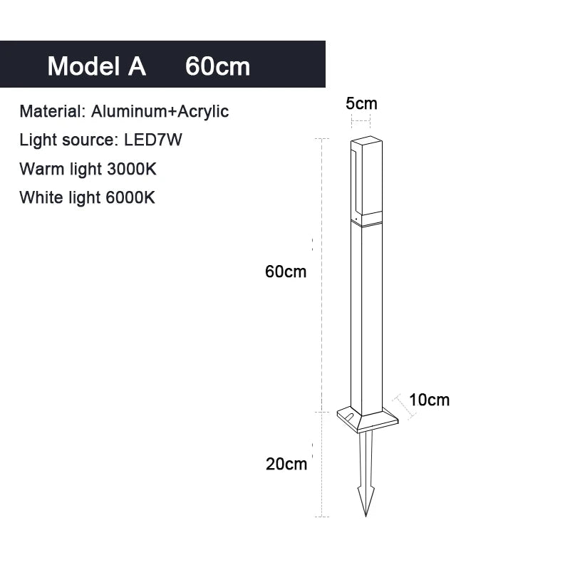 Waterproof IP65 Aluminum LED Lawn Bollard Light