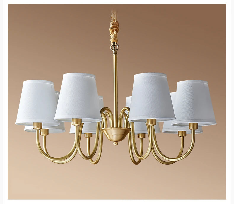Copper and Fabric Retro Chandelier