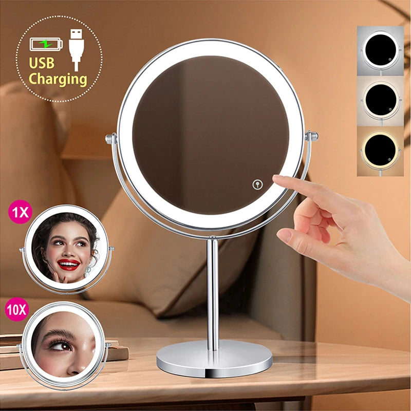 8 Inch Double Sided LED Makeup Mirror with Touch Control