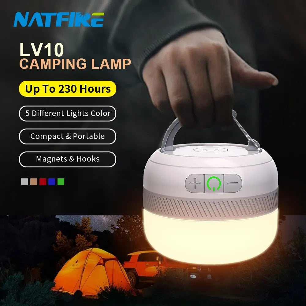 NATFIRE LV10 Camping Light USB C Rechargeable 230 Hours With 5 Colors