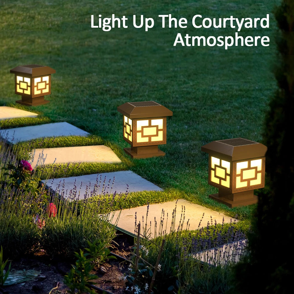 Outdoor LED Solar Stigma Post Cap Lights, Waterproof & 2 Color modes,