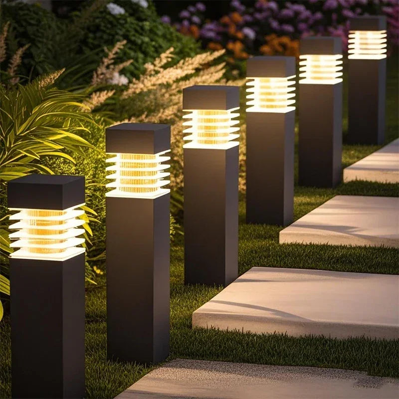 Square Solar Ground Lantern for Garden Pathways