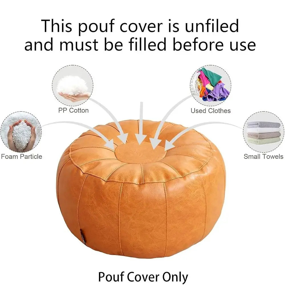 PU Leather Unstuffed Storage Pouf