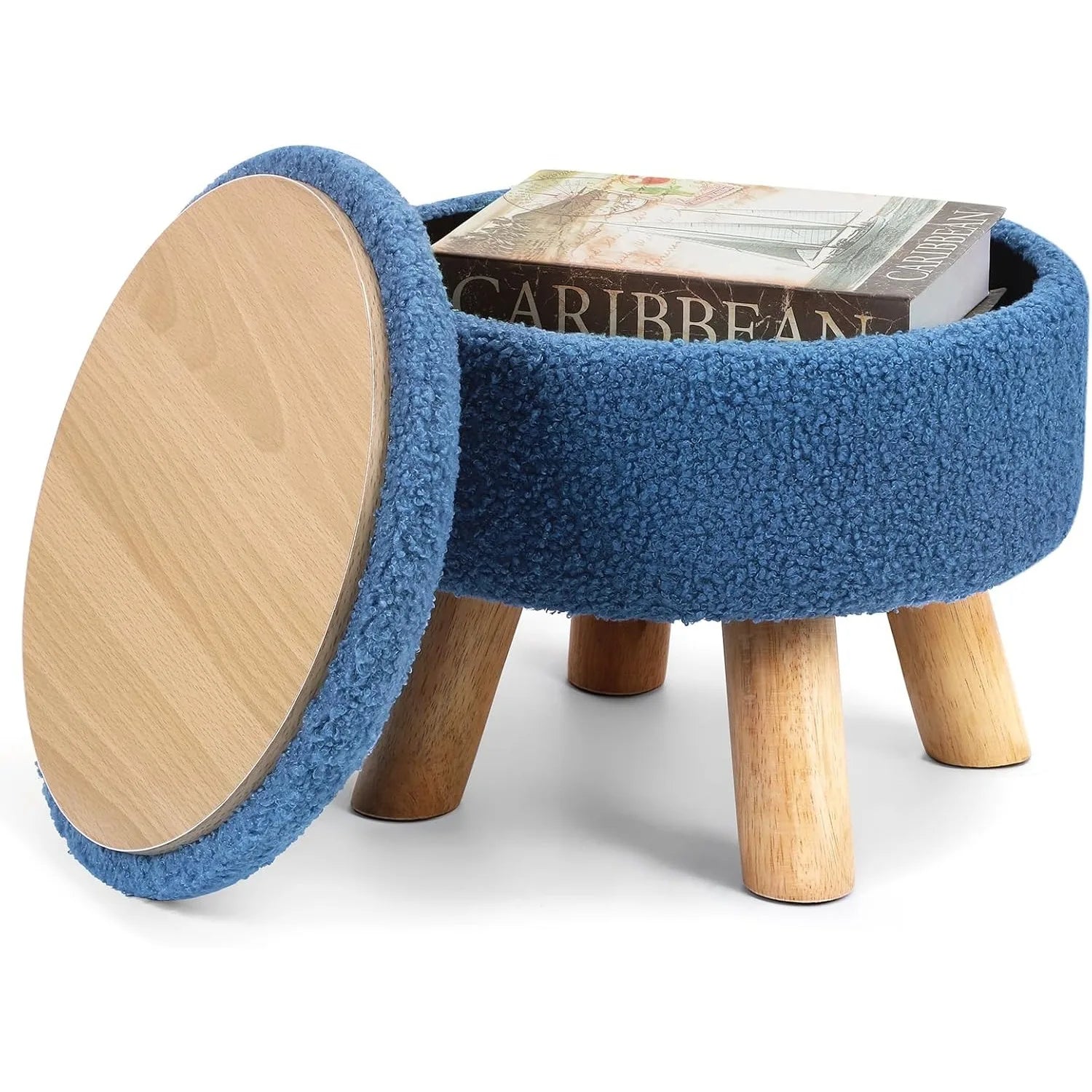 Nordic Boucle Ottoman Footstool with Storage