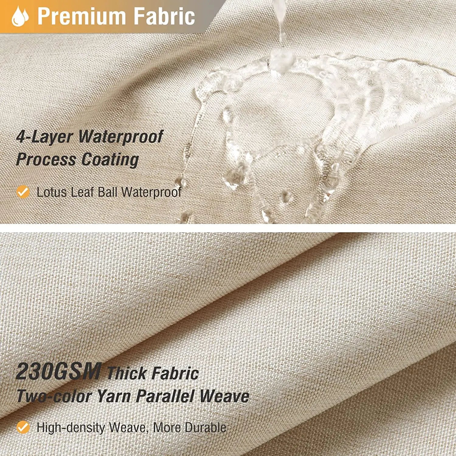 Luxury Linen Shower Curtain with Silver Metal Hooks Bathroom Waterproof