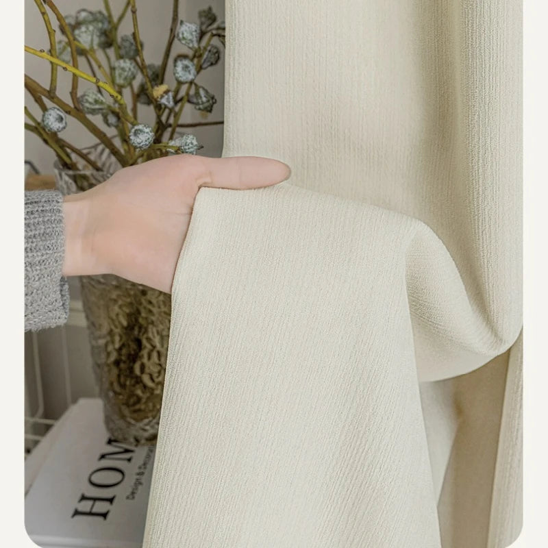 Custom Size French Chenille Cream White Velvet Curtain Modern Simple