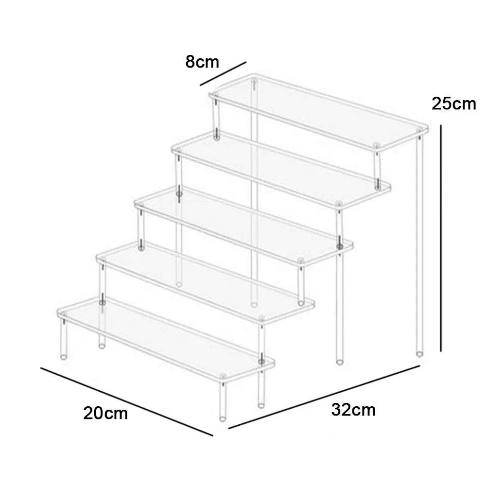 1-4 Tier Acrylic Display Stand Durable Display Rack For Cupcake Perfume Doll Transparent Trapezoidal Blind Box Storage Shelf