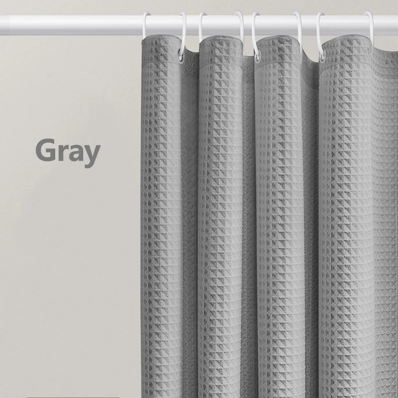 Thickened Waffle Solid Color Shower Curtain, Non-porous Double-sided