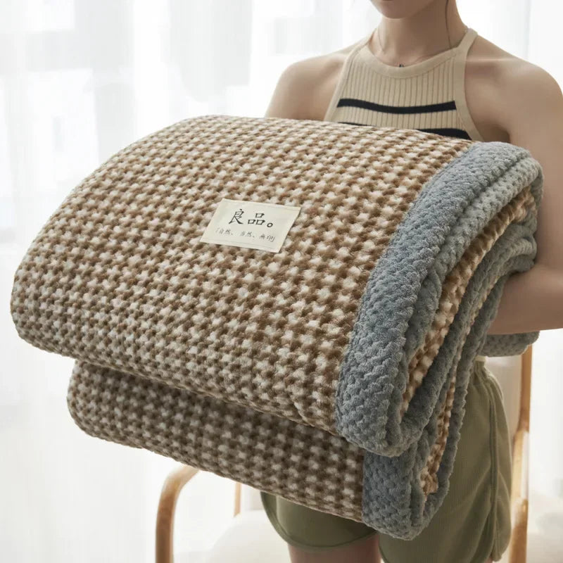 Knit Blanket Throw Soft Chenille Yarn Knitted Blanket Machine