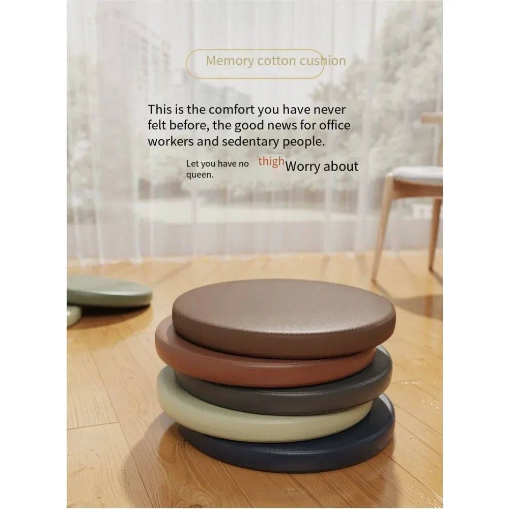 Round Leather Memory Foam Seat Pad