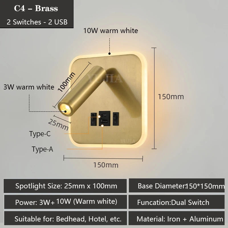 Multifunctional LED Wall Sconce With Switch