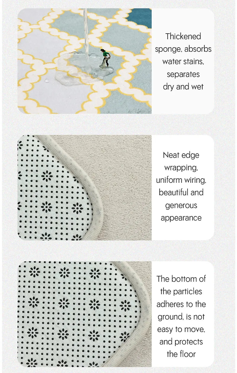Three Piece Toilet, Bath Floor Mat, Shower Mat, Bath Absorbent Mat, Non