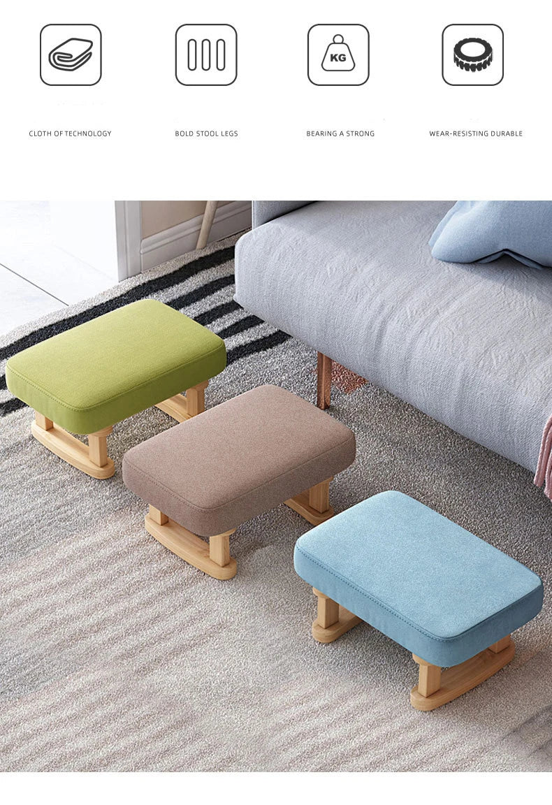 Solid Wood Shoe Changing Stool, Low Foot Rest