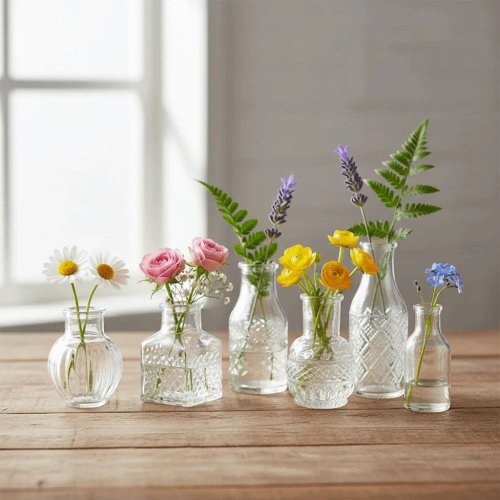 Mini Glass Bud Vase Set of 10