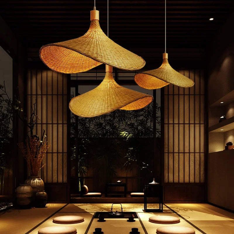 Hand Knitted Bamboo Hanging Lamp