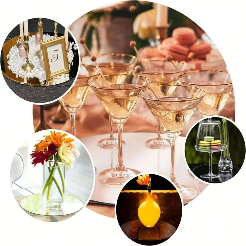 Round Mirror Candle Plates Set of 10