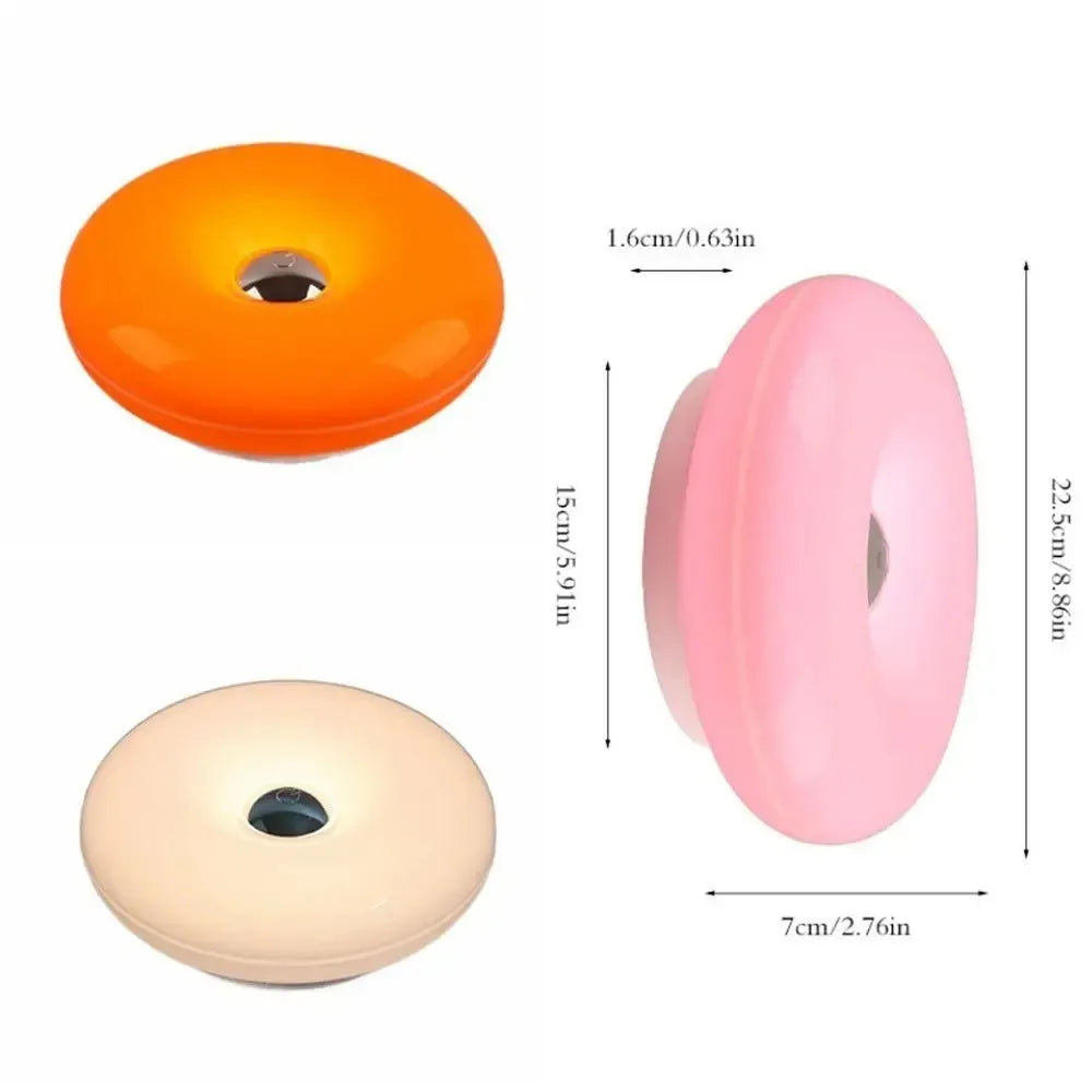 Tricolor Lighting Plastic Donut Wall Lamp Modern Energy Saving Touch