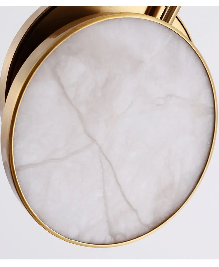 Round Marble and Copper Wall Lamp