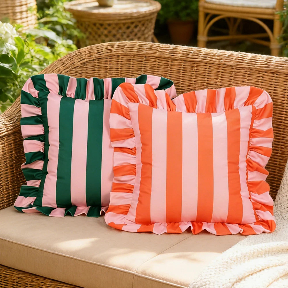1PC Striped Lace Velvet Pillowcase 18X18Inch Pillowcases Soft Cozy