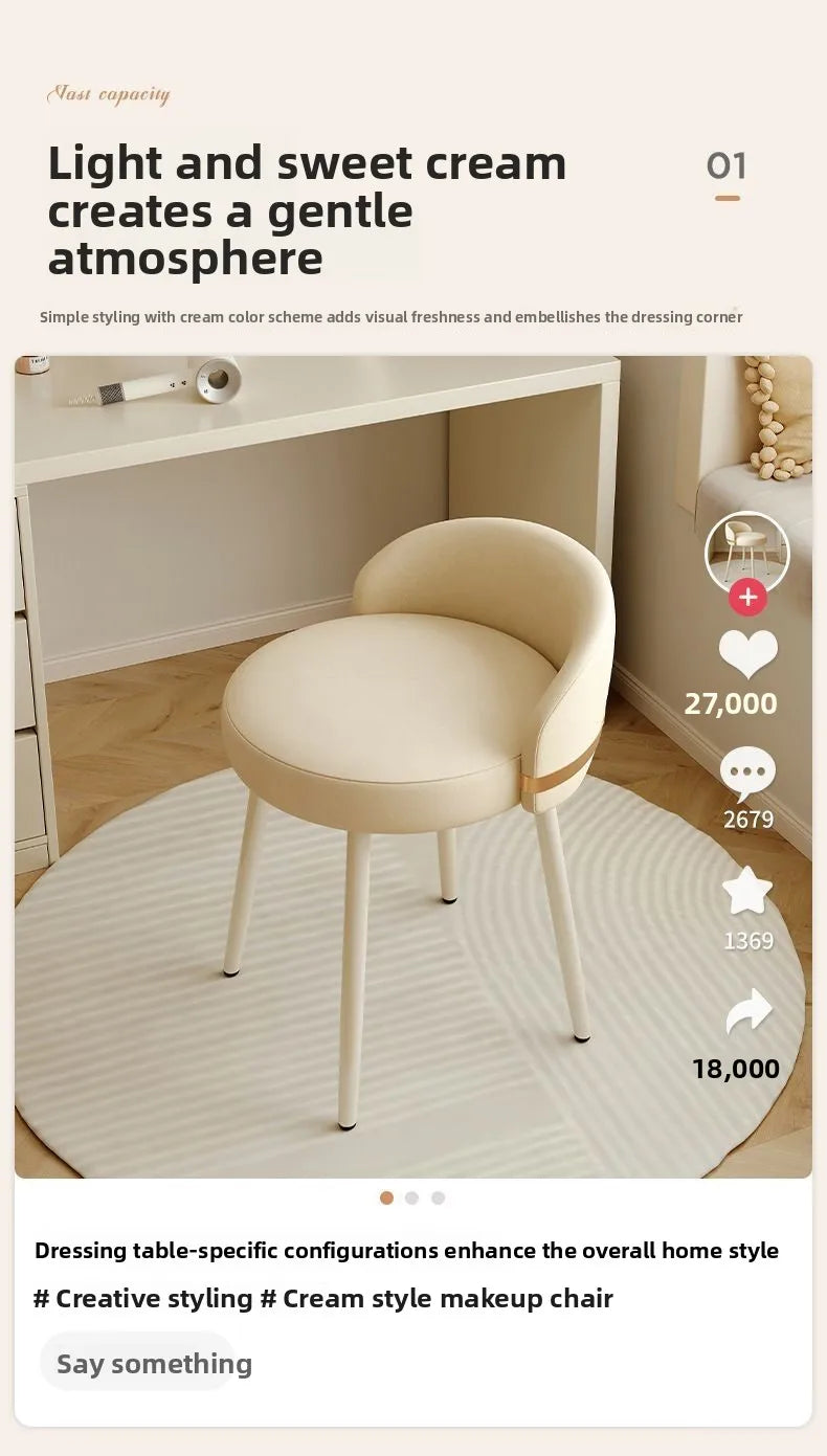 Modern Swivel Vanity Stool, 360 Rotating